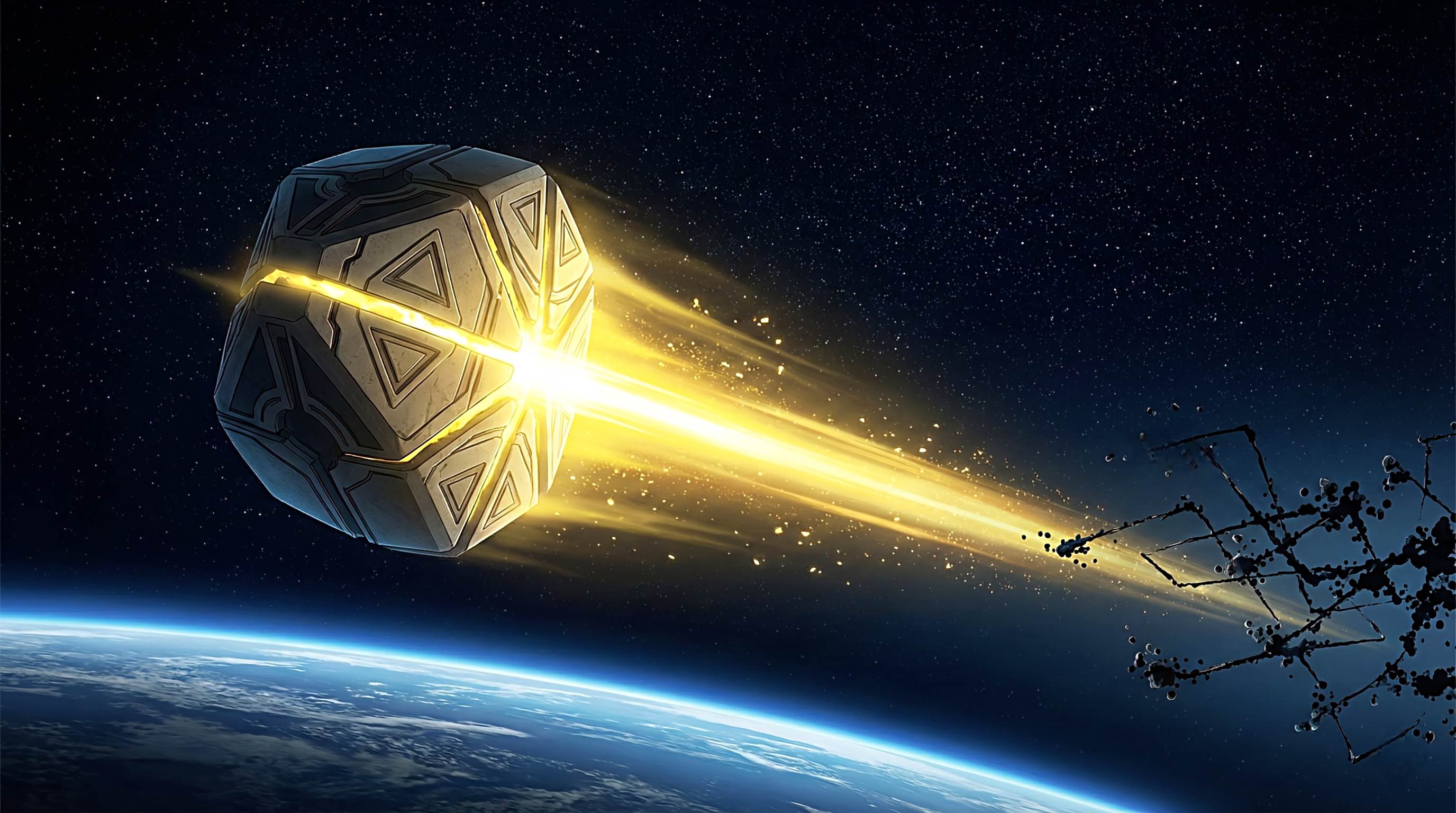 A luminous Seed Core chased through space by a cosmic shadow